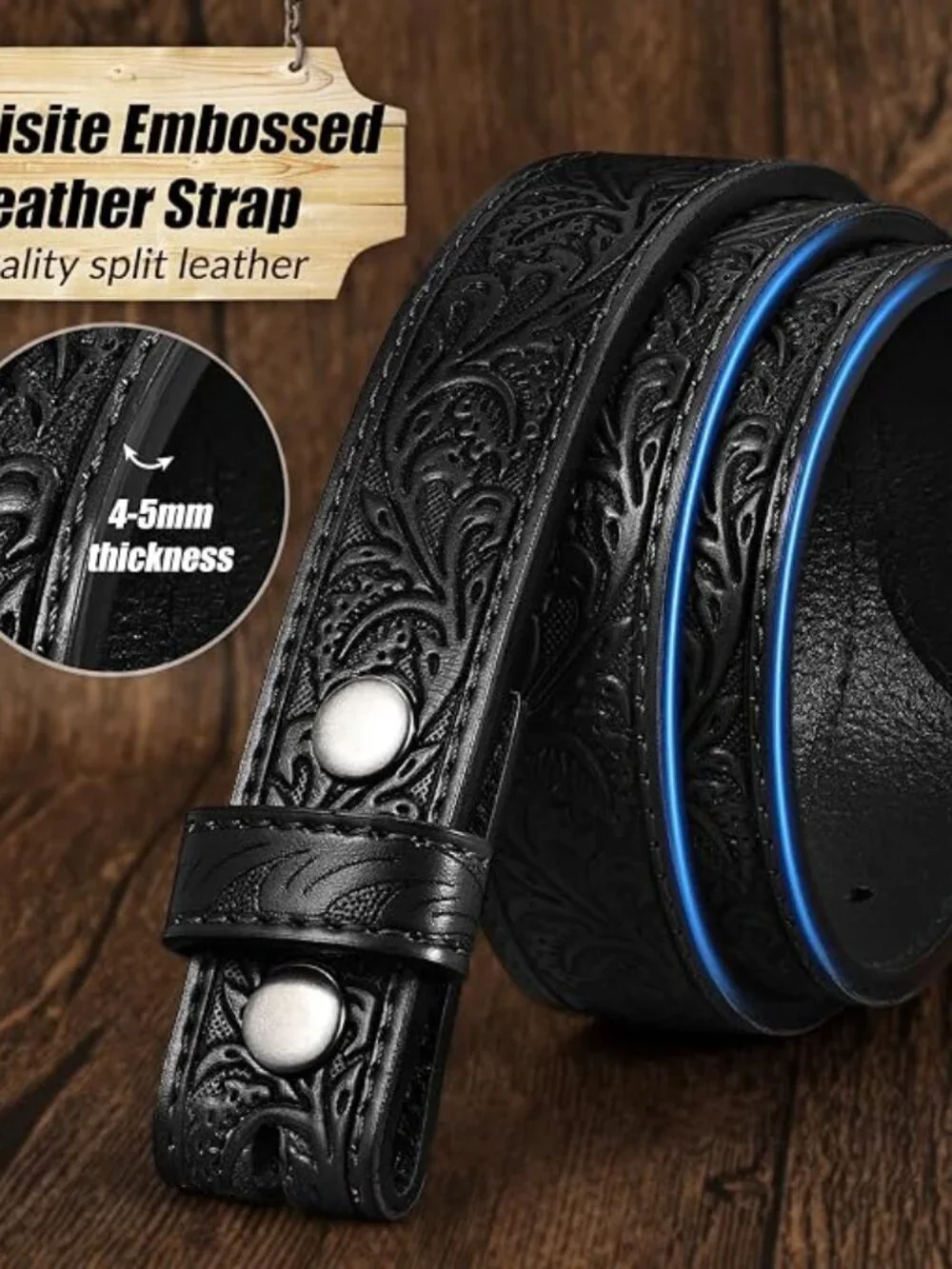 Kids Western Belt Leather with Bull Horse Buckle for Boys Cowboy Outfits - D